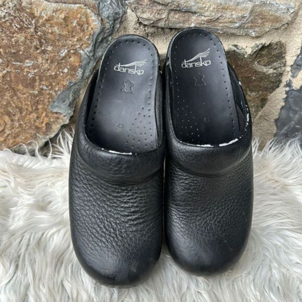 Dansko Professional Black Leather Clogs Unisex Slip On Shoes EU 43 US 9.5-10